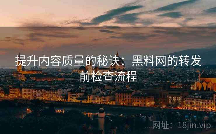 提升内容质量的秘诀：黑料网的转发前检查流程