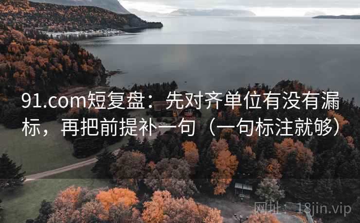 91.com短复盘：先对齐单位有没有漏标，再把前提补一句（一句标注就够）